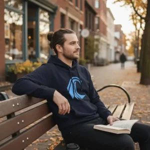 Nordic Storm Navy Hoodie Blue Wave