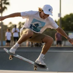 Trucker White Blue Wave - Curved